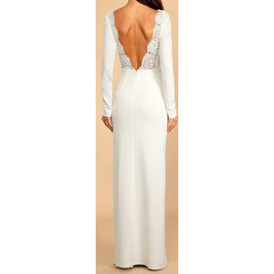 LULU'S sz M Romantic Moments White Lace Long Sleeve Maxi Wedding Dress NEW B168